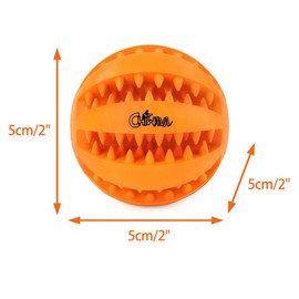 CHIWAVA 2 Pack 1.95" Rubber Teething Dog Toy Dental Balls Food Treat Feeder Chew Ball for Small Dogs