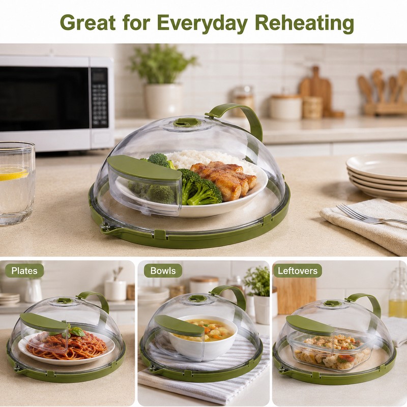 Clear Microwave Food Cover for Reheating – Vented Splatter Guard