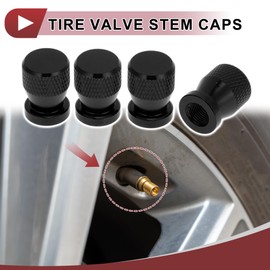 HEROFFIX 4 Pcs Net Pattern Tire Valve Stem Caps Decorative Tyre Valve Dust Covers 7x19mm Black Aluminum Alloy
