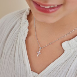 Amor Necklace with Pendant 925 Sterling Silver Girls Children's Necklace Silver Comes in Jewellery Gift Box, Sterling Silver, Cubic Zirconia