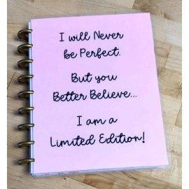Handmade "Limited Edition" Pink Quote Front/Back Cover Set for use with a Happy Planner