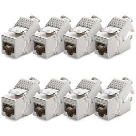 deleyCON 8x Keystone Module CAT 6a Jack - Fully Shielded STP RJ45 Socket Tool-Free Thanks to Snap-In Mounting CAT Raw Cable 500 MHz 10 GBit/s