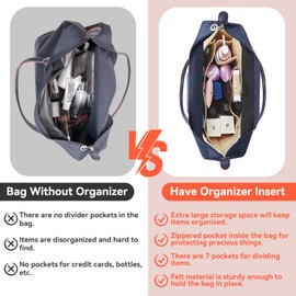 Chispee Purse Organizer for Longchamp Insert Felt Handbag Organizers Divider Pocket & Zipper Inner Bag Liner fit Small, Beige