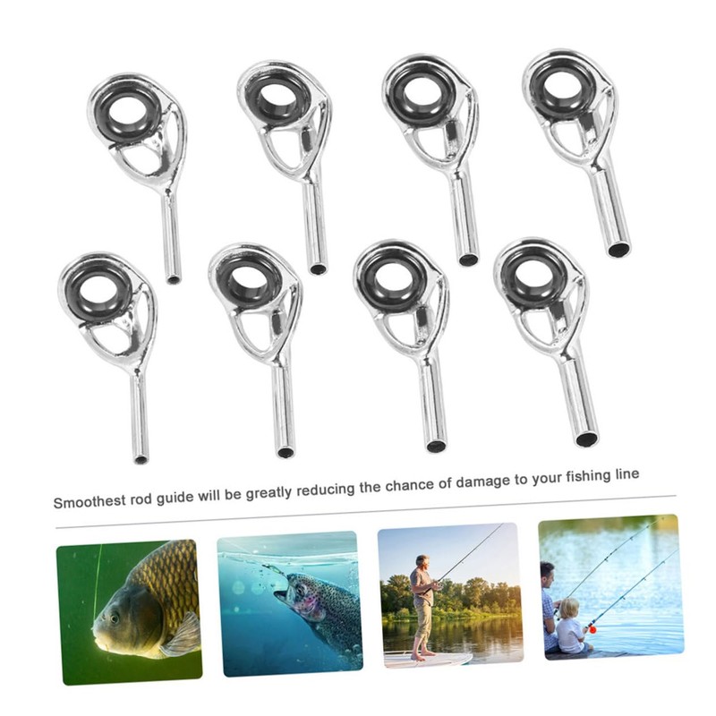 Kisangel 16pcs Stainless Steel Fishing Rod Guide Set Durable Ceramic