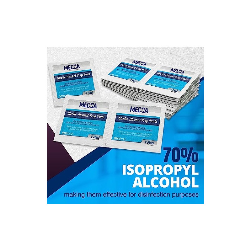 MEDca Almohadillas de preparación de alcohol, estériles, medianas, 2 capas,