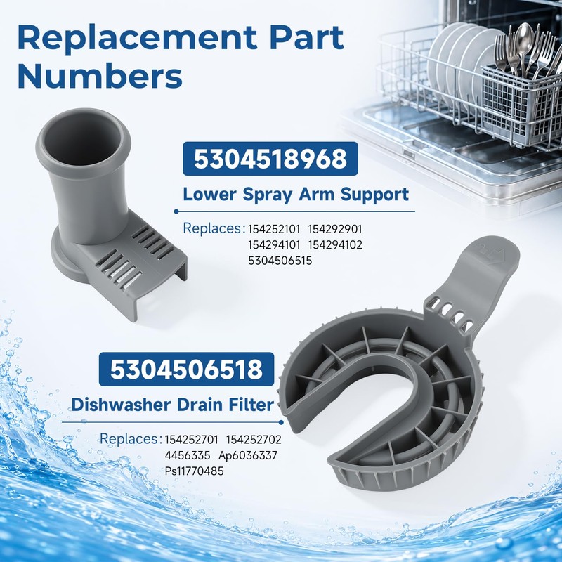 AIYOYOLIFE 5304518968 Lower Spray Arm Support and 5304506518 Dishwasher Drain