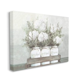 Stupell Industries Pristine Hydrangea Bouquets Thankful Grateful Blessed Sentiment Canvas Wall Art Design by Dogwood Portfolio