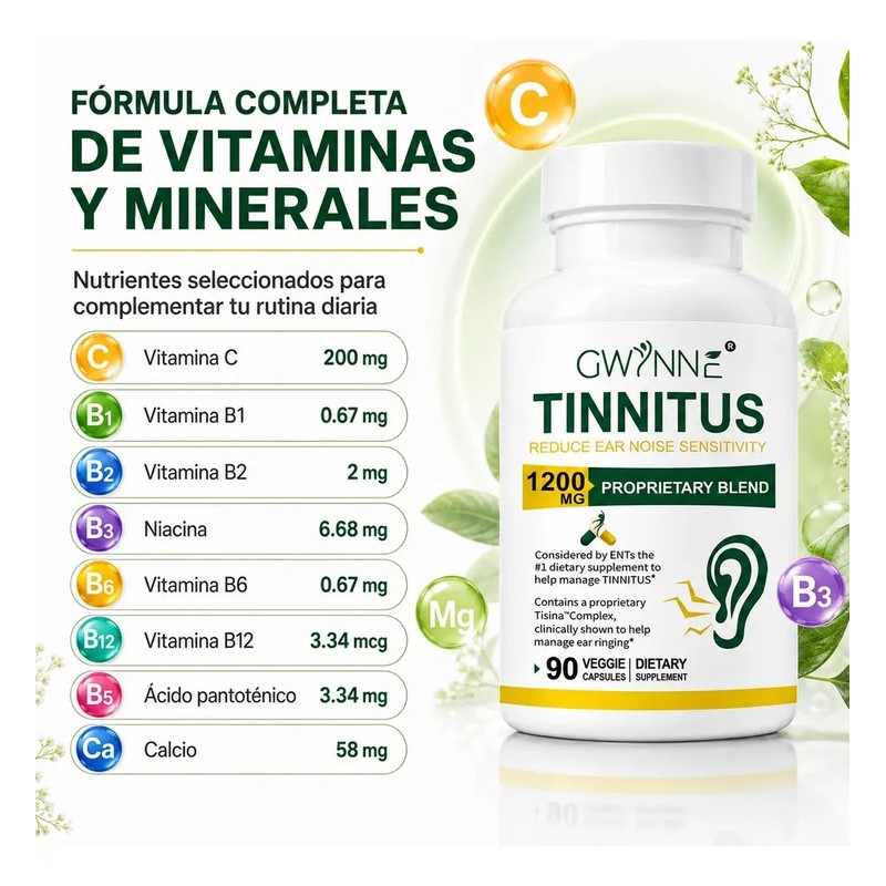 Gwynne Alivio Del Zumbido En Los Oídos 1200mg Suplemento Con