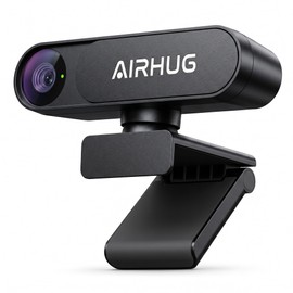 AIRHUG Web Camera, 2K No Microphone, HD Webcam, 5 Megapixels, 30 FPS, 78° Wide Angle, Automatic Light Compensation, Plug and Play, Anti-Peeping Picture, Privacy Shutter, Privacy Protection, Clip/Stand Type, Easy to Install, USB/PC/Camera, Home Work/Web Conference/Video Calls/Internet Tessors (Black)