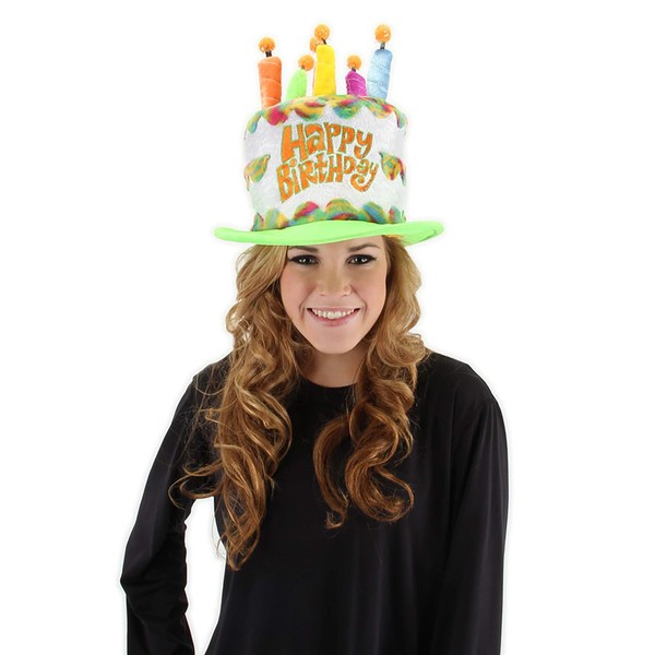 elope Multicolored Birthday Cake Plush Costume Hat with Candles