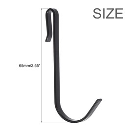 sourcing map 10pcs Stainless Steel J Shaped Hooks, Clip-on Hook Wire Rack Hook for Kitchen, Bedroom, Office, Wire Shelf Black 2.55INCH