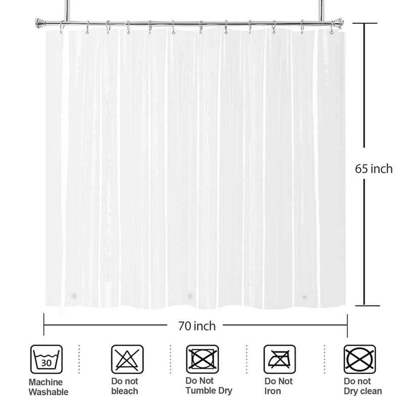 YISURE Clear Short Shower Curtain Liner, PEVA Shorter Length Shower