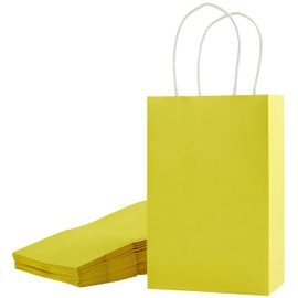 SUNCOLOR 24 Pieces 8" Yellow Goodie Bags Small Gift Bags with Handle for Party Favor Bags (Yellow)