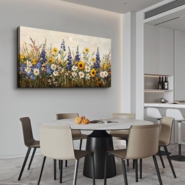 ERQINHUA Farmhouse Wall Art For Living Room Canvas Wall Decor For Bedroom Office Dining Room Decor Boho Wall Paintings Flowers Watercolour Wall Pictures Ready To Hang Family Home Decor 20"X40"