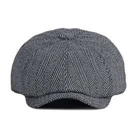 FREEBIRD99 Newsboy Herringbone Ivy Irish Flat Cap Paperboy Cabbie Gatsby Hat (Dark Grey (#02))