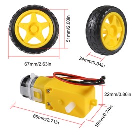 D-FLIFE 4PCS TT Motor DC 3-6V Gearbox Motor Dual Shaft 200RPM Ratio 1:48 Motor with Tire Wheel Kit for Arduino DIY Smart Car Robot