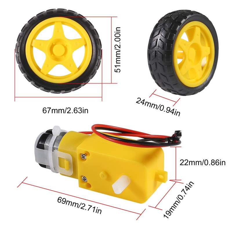 D-FLIFE 4PCS TT Motor DC 3-6V Gearbox Motor Dual Shaft