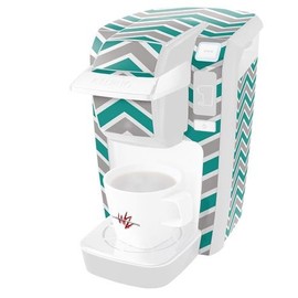 WraptorSkinz Decal Style Vinyl Skin compatible for Keurig K10 / K15 Mini Plus Coffee Makers Zig Zag Teal and Gray (COFFEE MAKER NOT INCLUDED)