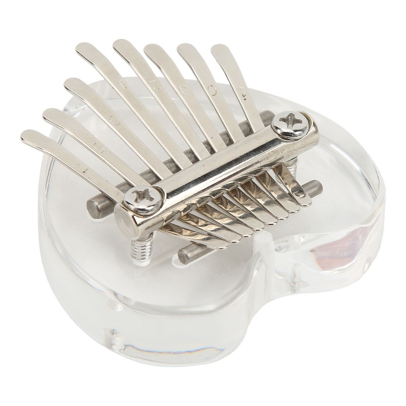 Heart Shaped Thumb Piano Mini Portable Transparent Crystal 8 Keys