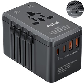 220V to 110V Travel Voltage Converter, VINTAR 2000W International Universal Voltage Converter US to Europe Adapter with 4 USB Ports (2 USB C), Step Down Power Converter Adapter Combo for EU UK US AUS