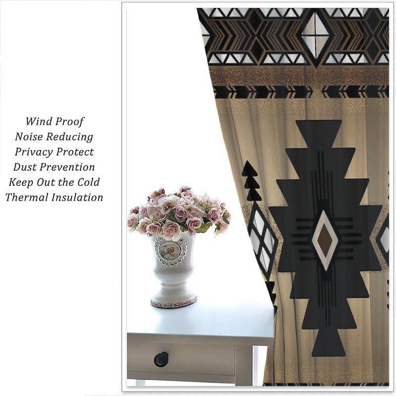 Aztec Curtains, Retro Southwestern Ethnic Geometric Window Treatments for Living