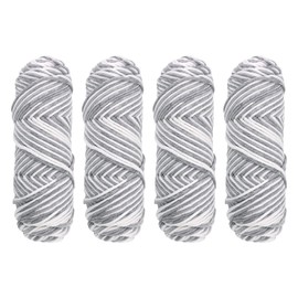 Crochet Knitting Yarn 4 x 100g Crochet Yarn Wool 8 Strands of Soft and Comfortable Milk Cotton Wool Double Knitting Yarn Multi-Colored Acrylic Crochet Yarn Set for Hats Doll (White + Grey)