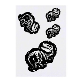 4 x 'T-Rex Fossil' Temporary Tattoos - Water Resistant, Skin-Safe, Non-Toxic Transfers, Mixed Sizes (TO00076474)