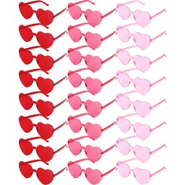 GCQJOQ 24 Pairs Heart Sunglasses for Women, Pink Heart Glasses for Party Favor, Red, Hot Pink, Pink