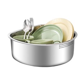 FAB4HOME Washing Up Bowl Stainless Steel Washbasin Plastic-Free Kitchen Sink Dish Sink 8 Litres