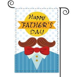 Happy Father's Day Garden Flag 12×18 Inch Double Sided Tie and Mustache Yard Flag Home Patio Lawn Outside Outdoor Decoration (Style C)