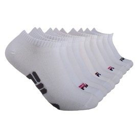 Fila Women’s No Show Socks, White (10 Pack), One Size