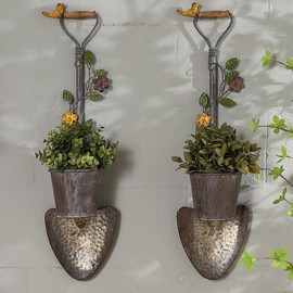 SMQLJXC 2Pcs Wall Mounted Planter Farmhouse Outdoor Wall Decor-Rustic Garden Shovel Tool Planters