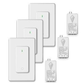 NineLeaf 3Pack Wireless Light Switch and Receiver Kit, No Wiring, No WiFi, Programmed, Expandable Wireless Wall Switch and Receiver Kit, Remote Control Light Fixture for Lamp, Ceiling Light, Fan