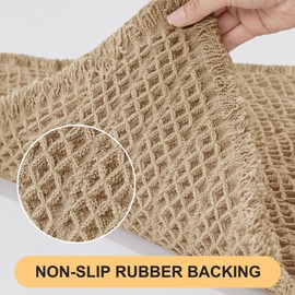 Waffle Bath Mat, Boho Woven Modern Bath Rug Absorbent Non Slip, Ultra Soft Bathroom Mats, Machine Washable Knit Bath Rugs with Herringbones for Bathroom, Bedroom, Kitchen, Shower, Tub,32"x20", Beige