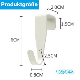 YZDZSW Door Hooks for Hanging, Pack of 16 Hooks for Hanging, Stainless Steel Coat Hooks, Outdoor Door Hooks for Cupboard Door and Room Door (White)