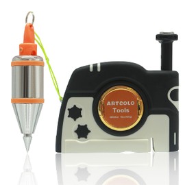 ARTCOLO 2 PCS Magnetic Plumb Bob Kit - 15 oz(425g) Plum Bob With 26 ft(8m) Automatic Stretching String,4 pcs Pencils, 2 pcs Pencil Sharpener