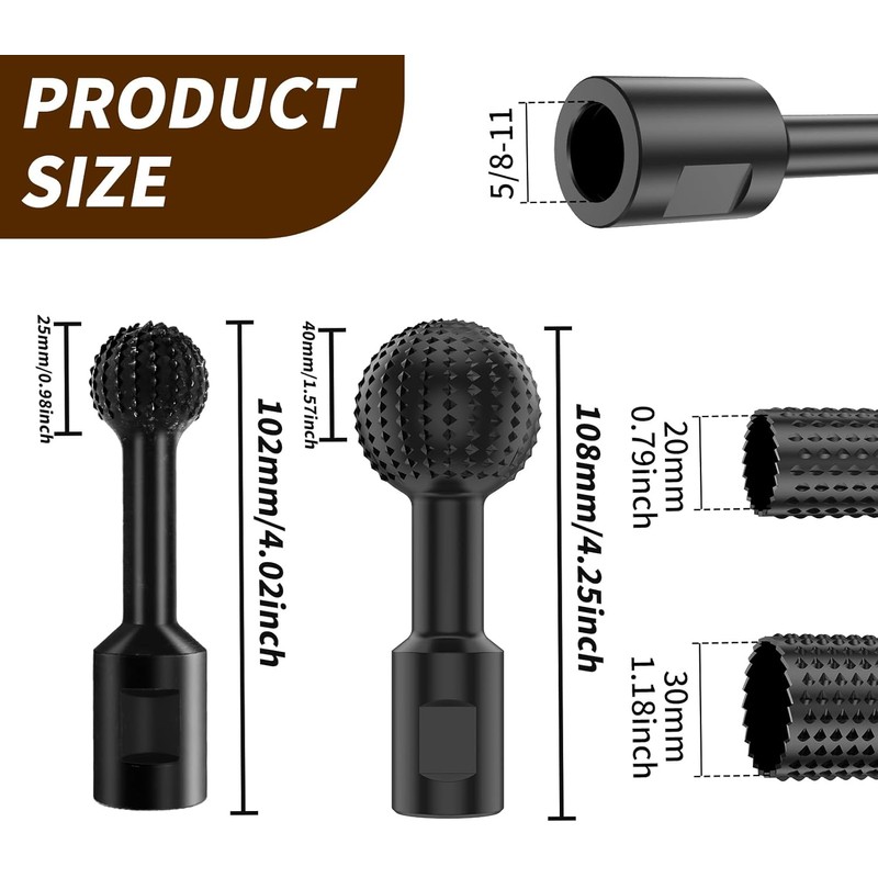 4Pcs Ball Grinding Head Ball Gouge Angle Grinder Attachment Sphere