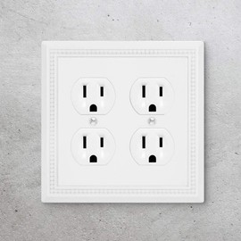 Sunken Pearls Decorative Wall Plate Switch Plate Outlet Cover, Durable Solid Zinc Alloy (Double Duplex, White)