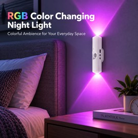 4 Pcs RGB Motion Sensor Night Light for Home – Rechargeable Magnetic Gradient Ambient Light for Bedroom, Hallway & Stairs
