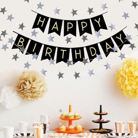 ieron Glitter Star Garland Banner Decoration Hanging Banner Backdrop Sparkling Bright Little Star for Wedding Birthday Christmas Party Decoration Gold Silver