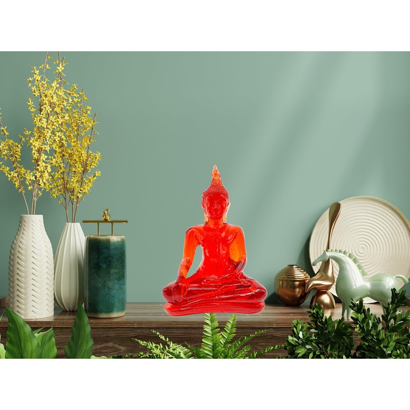 BUDDHO Buddha overcoming Temptations Buddha Statue 4" H Poly Resin