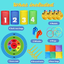 Lubibi Sports Day Kit, Outdoor Games Set,Potato Sack Race Bags Backyard Games, Ring Toss Game，Traditional Lawn Games & Garden Races for Kids Adult Family,Carnival Games