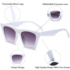 aisswzber AISSWZBEER Retro Square Cat Eye Sunglasses for Women Fashion Trendy Style UV400 Protection