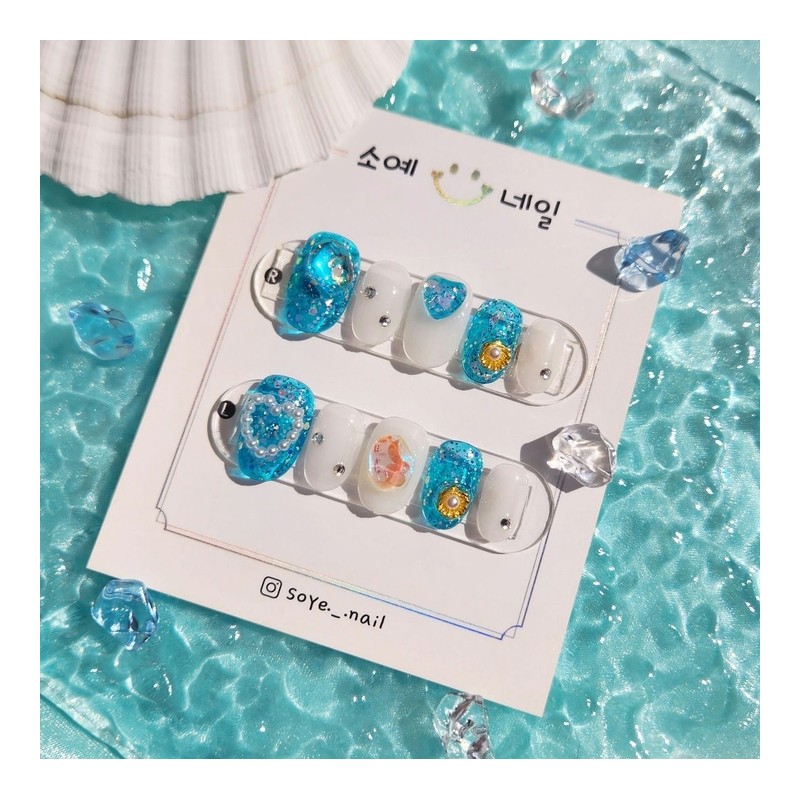 Ocean View Nail Tips - Square / 오션뷰 네일팁 -