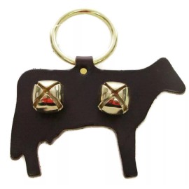 COW DOOR CHIME - DARK BROWN LEATHER w/ SLEIGH BELLS - Amish Handmade in the USA
