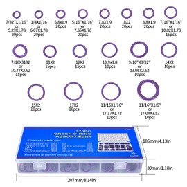 270 Pcs Rubber O Rings Rubber Assorted Seal Kit, Rubber O Ring Set, Purple O-Rings Gasket Grommet Kit, Sealing Washers Seals Spacers Assortment Kit, O Rings for Pressure Washer Mixer Taps (紫色)