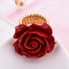 aimiliqi Vintage Rose Statement Ring, Red Flower Design, Gold-Plated Adjustable