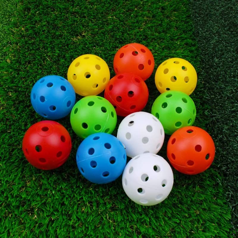 AIMALL 50PCS Plastic Airflow Perforated Golf Training Balls, Lightweight Hollow