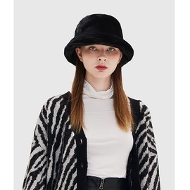 Taidor Fluffy Bucket Hat Furry Winter Warmer Cap for Women Black