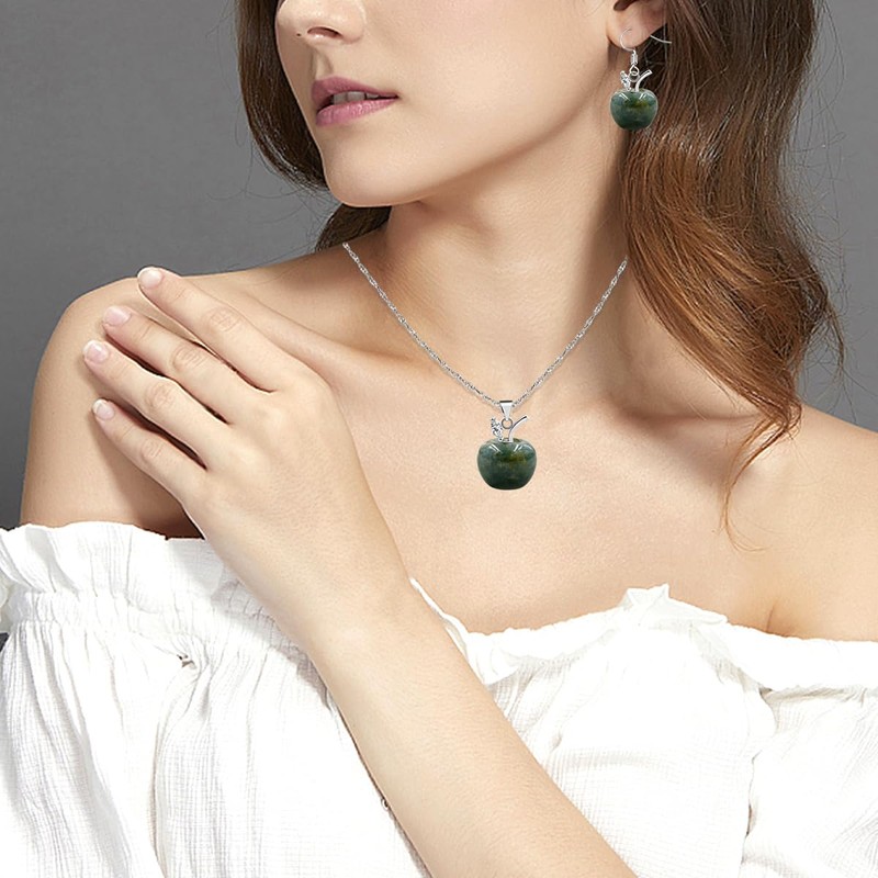 JunyiDIY 3D Fruit Earrings | Zircon and Indian Agate Leaf